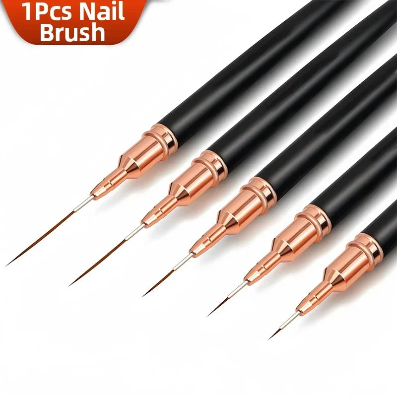 Professional Stripe Nail Art Brushes 1Pcs Nail Line Brush Black UV Gel Painting Pen Carved Nail Art Liner Brush for Manicure - NJPH Best Selling 