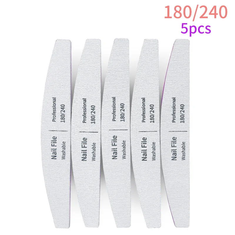 Nail File 100 to 180 Professional Tools Emery for Manicure Lime 240 Sandpaper Gel Polishing Files for Nails Buffers Set Polisher - NJPH Best Selling 