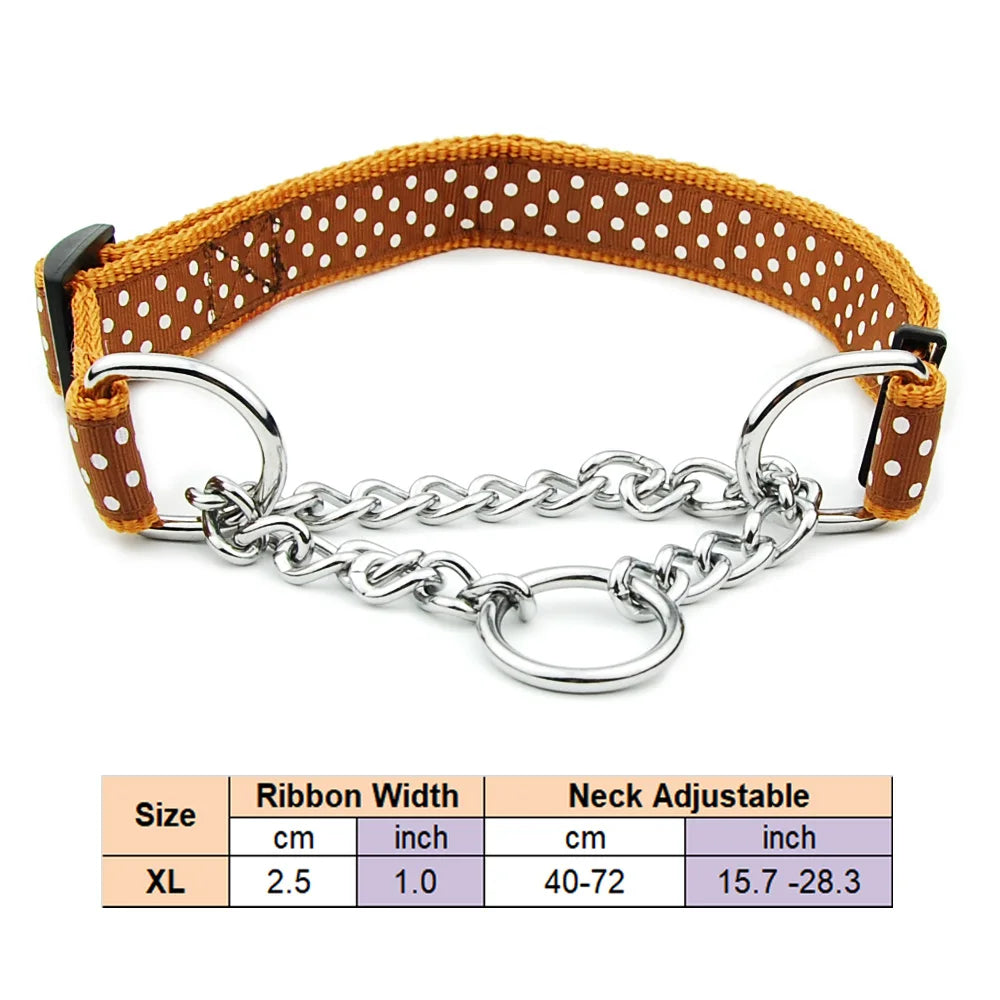 Adjustable Collar for Large Dogs Nylon Pet Dog Slip Pinch Collar Dog Training Accessories Dog Collar with Welded Link Chain - NJPH Best Selling 