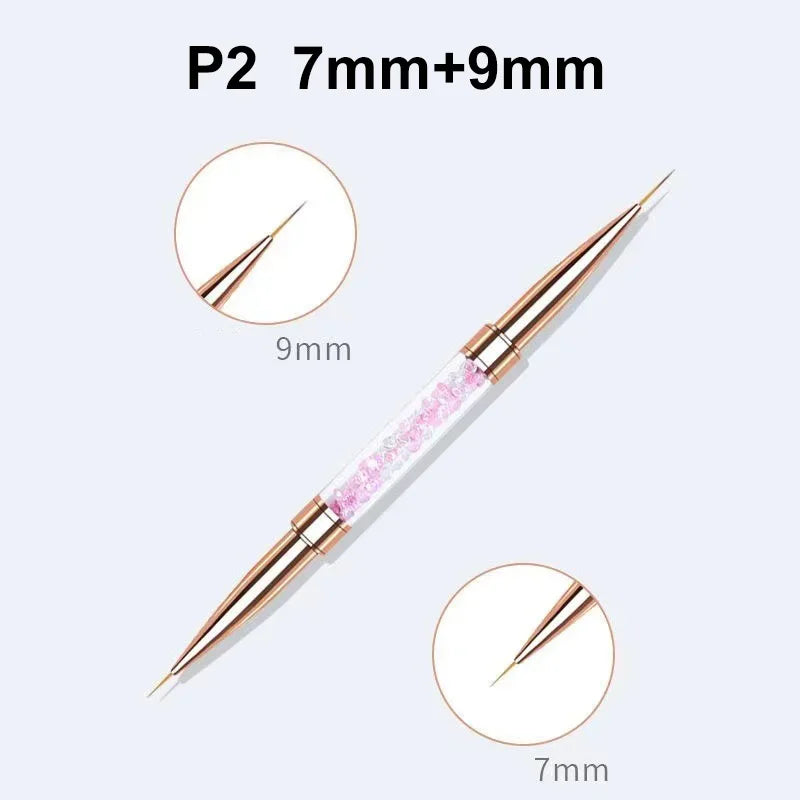 Nail Art Liner Brushes Double Head Leopard Print Acrylic French Stripe Drawing Painting Pen Gel Polish Nail Art Manicure Tools - NJPH Best Selling 