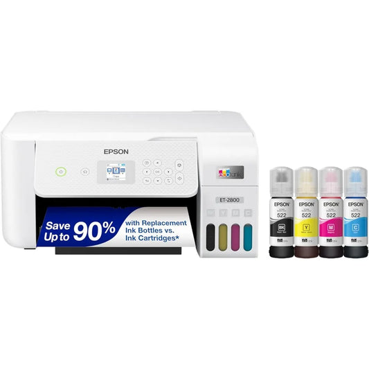 EcoTank ET-2800 Wireless Color All-in-One Cartridge-Free Supertank Printer with Scan and Copy The Ideal Basic Home Printer - NJPH Best Selling 