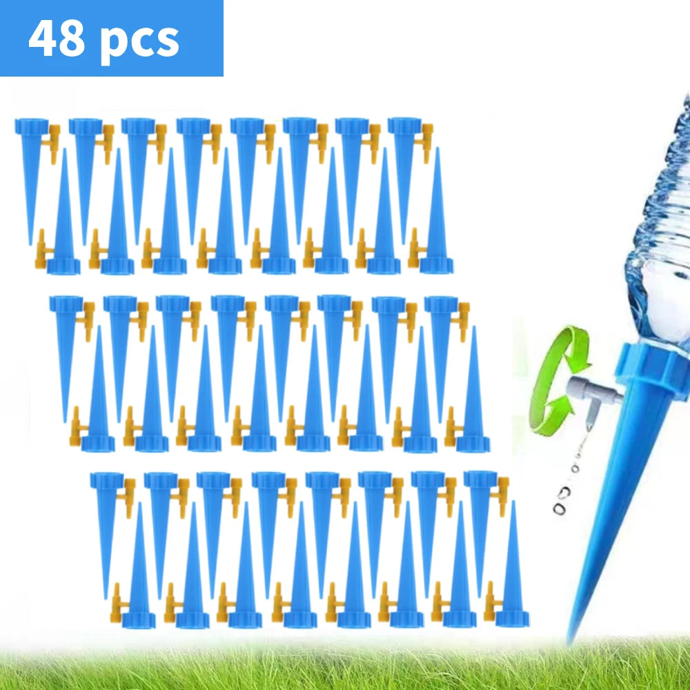 48pcs Auto Drip Irrigation Watering System Plant Dripper Spike Kits Garden Self Watering Planter Insert Plant Watering Devices - NJPH Best Selling 