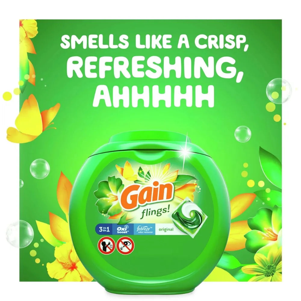 Gain Flings Laundry Detergent Soap Pacs, 112 Ct, Original Scent - NJPH Best Selling 