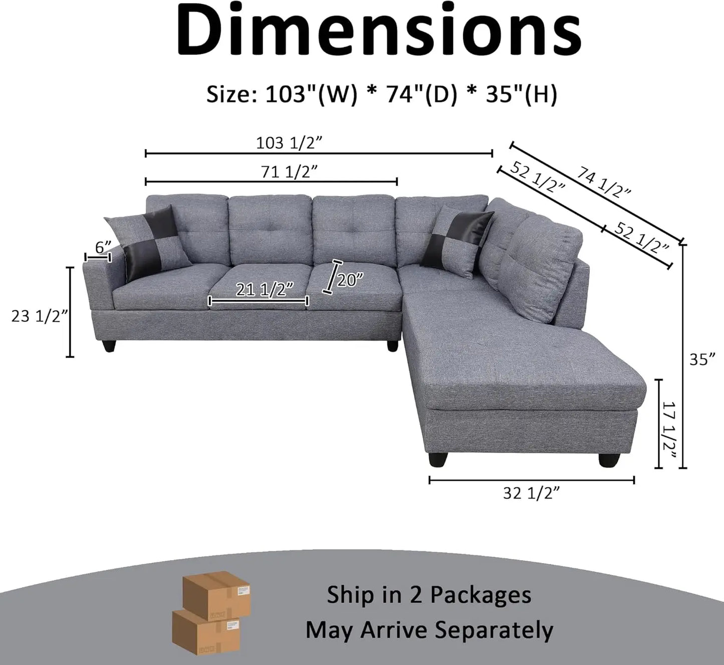 103" W Sectional Couches for Living Room Couch Set, Modular Sectional Sofa for Living Room Furniture Sets