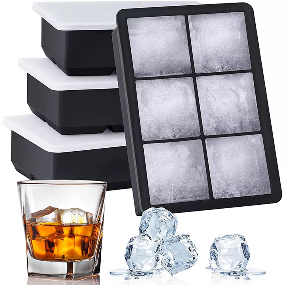 2/4/6/8/15Grid Large Ice Cube Mold Square Ice Tray Mold Large Cubitera Food Grade Silicone Tray Mold DIY Ice Maker Ice Cube Tray - NJPH Best Selling 