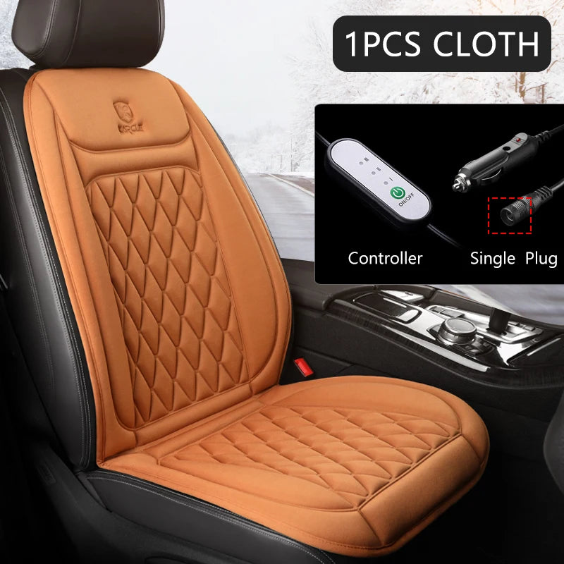 12V Heated Car Seat Cushion Cloth/Flannel Car Seat Heater Winter Warmer Seat Heating Car Accessories Heating Pads Set Universal - NJPH Best Selling 