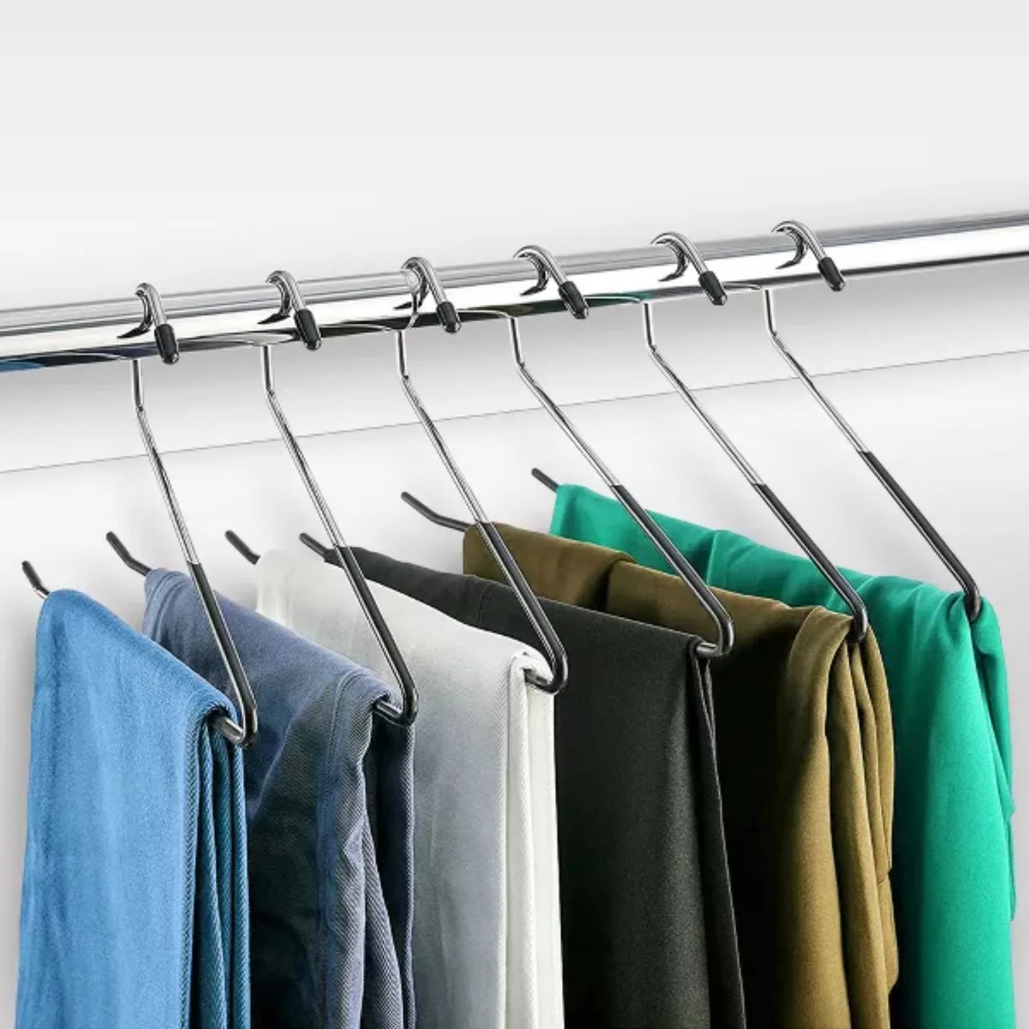 Black Metal Pant Hangers; Open Ended Hangers for Pants, Slack, Trouser, or Jeans, Nonslip Rubber-Coated Anti-Rust Metal - NJPH Best Selling 