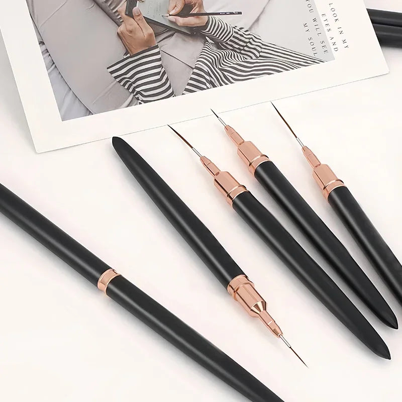 Professional Stripe Nail Art Brushes 1Pcs Nail Line Brush Black UV Gel Painting Pen Carved Nail Art Liner Brush for Manicure - NJPH Best Selling 