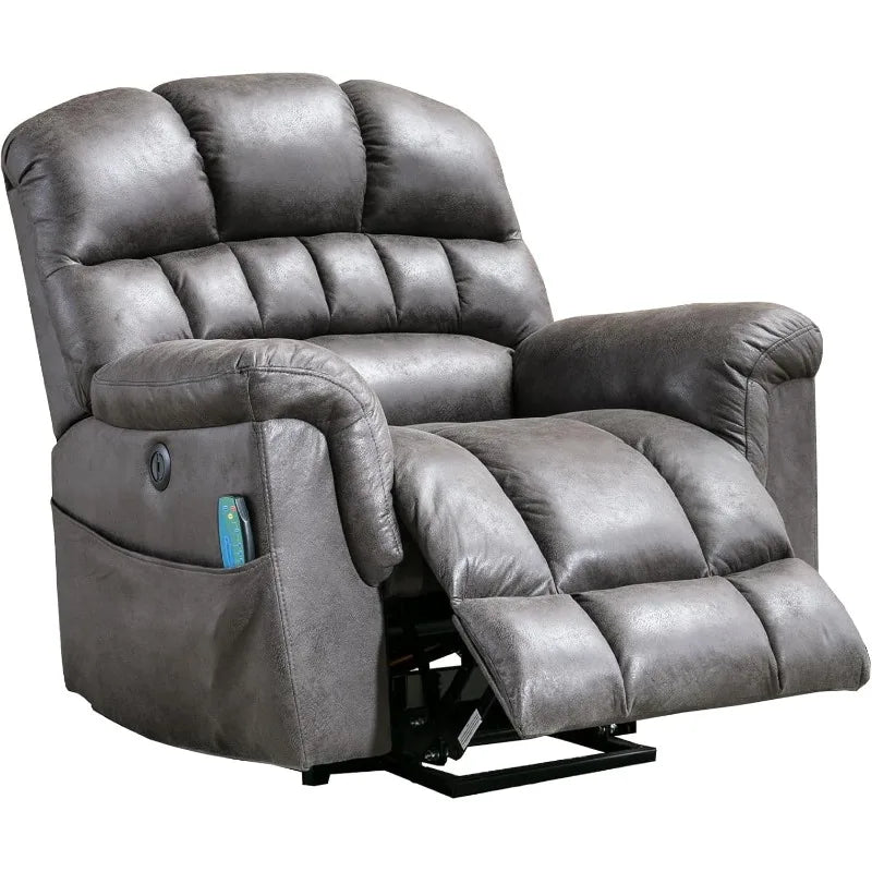 Large Power Lift Recliner Chairs with Massage and Heat for Elderly Big People, Heavy Duty Electric Faux Leather Reclining Chairs