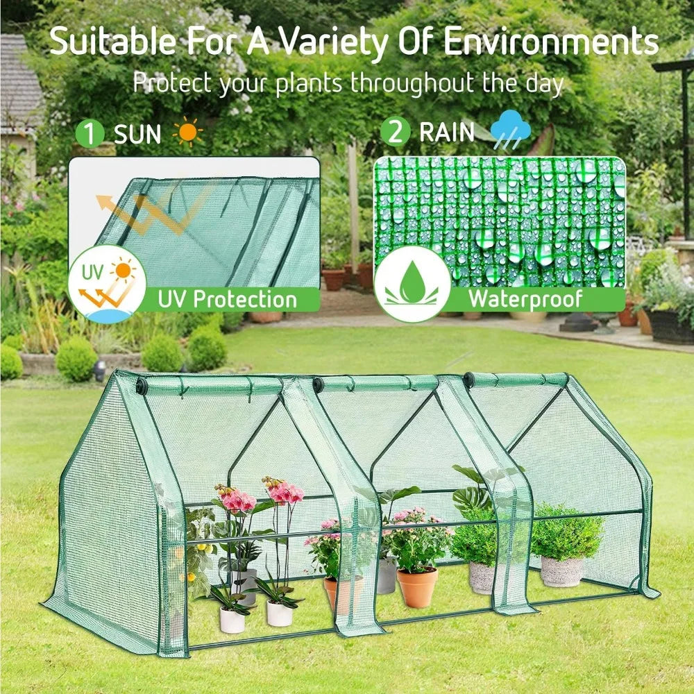 Greenhouse Garden Free Shipping PE Cover With Roll-up Zipper Door Portable Mini Greenhouse 94.5x36x36-Inch Tunnels Planting Home - NJPH Best Selling 