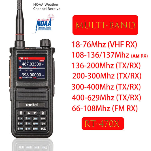 Radtel RT-470X Multi-bands Ham Walkie-Talkies 256CH Air Band Two Way Radio Station Aviation NOAA Police Marine Transceiver PTT - NJPH Best Selling 