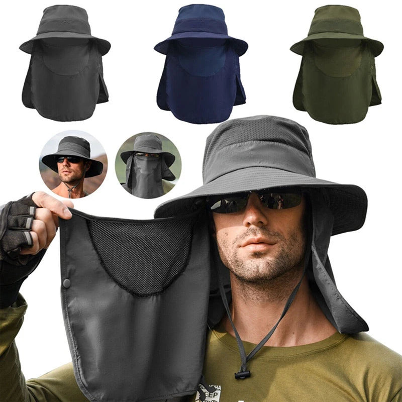 Summer Sun Hats UV Protection Outdoor Hunting Fishing Cap for Men Women Hiking Camping Visor Bucket Hat Removable Fisherman Hat - NJPH Best Selling 