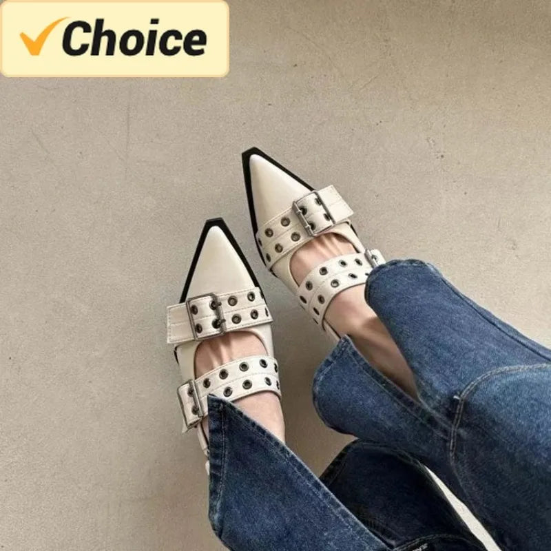 Women Flat With Shoes 2024 Designer Luxury Buckle Fashion Ladies Flats Shoes Slingback Pointed Toe Casual Female Sandals Mules - NJPH Best Selling 