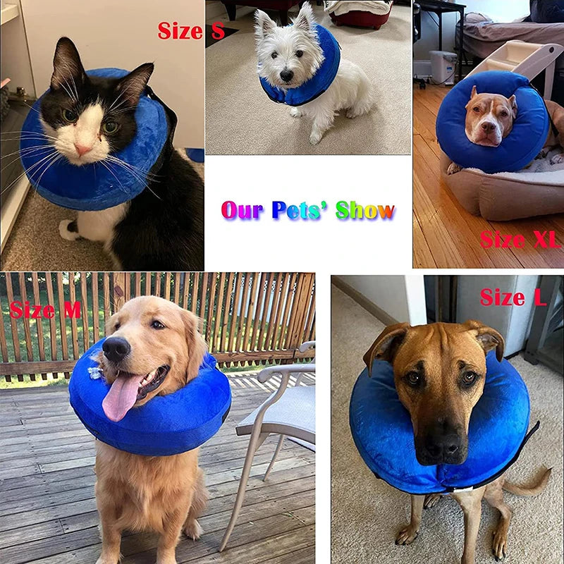 Protective Inflatable Dog Cat Collar Soft Pet Recovery Collar Elizabethan Collar For Small Large Dogs Not Block Vision E-Collar - NJPH Best Selling 