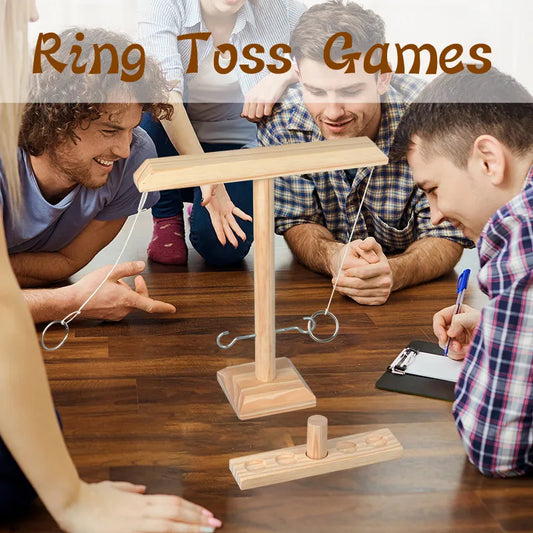 Ring Toss Games for Kids Adults Home Party Drinking Games Fast-paced Handheld Wooden Board Games Shot Ladder Bundle Outdoor Bars - NJPH Best Selling 