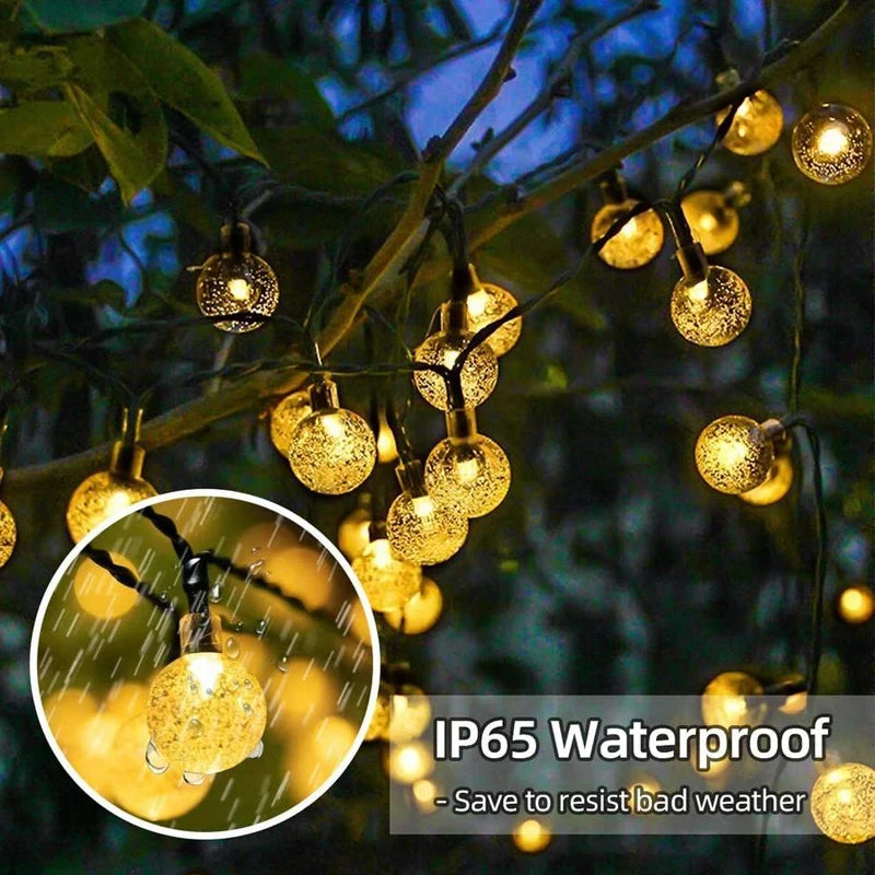 Solar Crystal Globe LED String Lights 60 LED 8 Lighting Modes IP65 Fairy Light Christmas Garland For Garden Party Decor 1pc/2pcs - NJPH Best Selling 