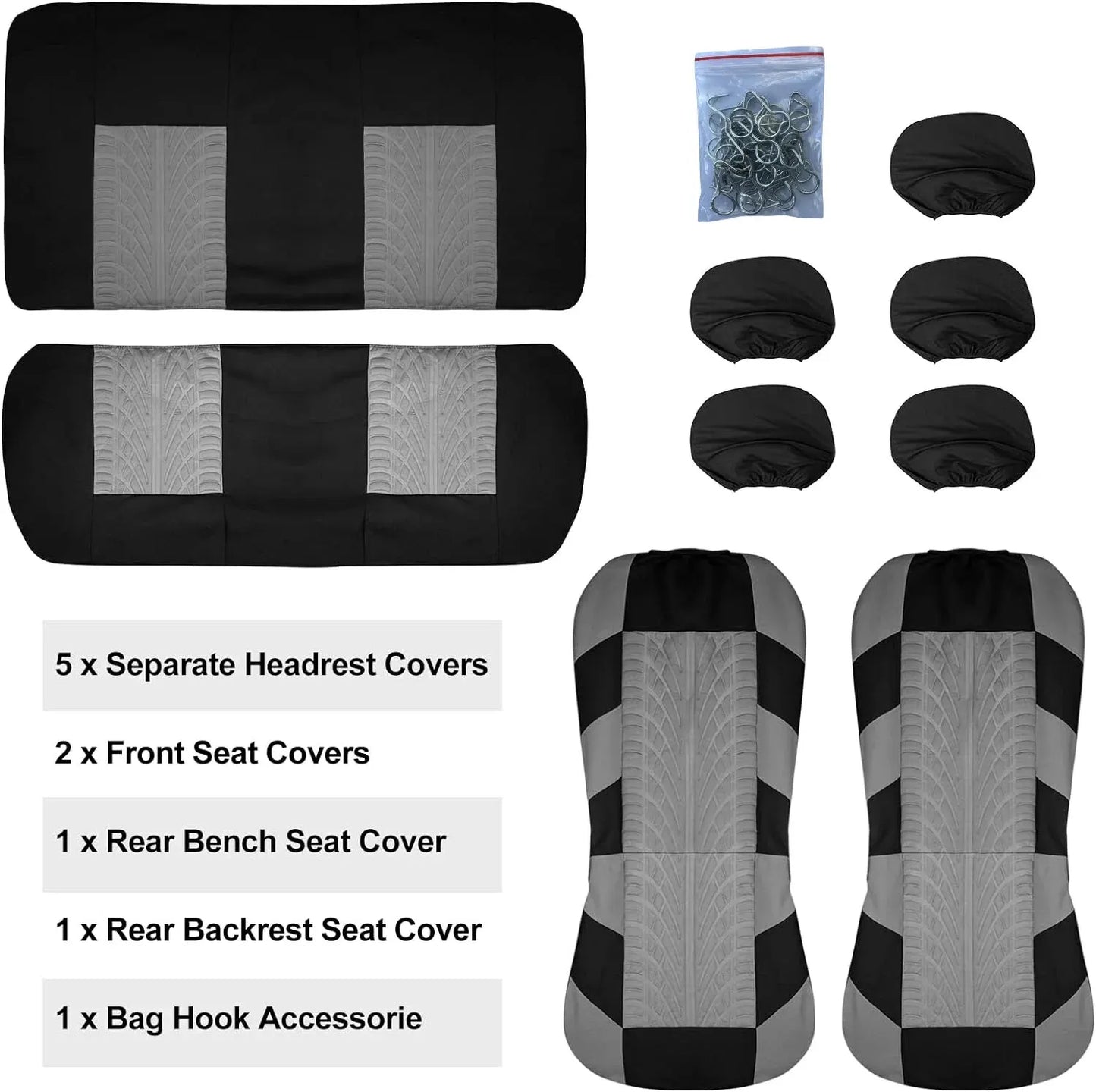 Car Seat Covers Full Set Front Split Rear Bench For Car Universal Cloth SUV Sedan Van Automotive Interior Covers - NJPH Best Selling 