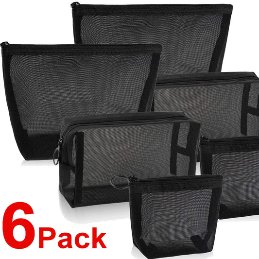 Wholesale Black Mesh Toiletry Bags Travel Makeup Bag Small Large Case Organizer Cosmetic Cases Toiletries Storage Handbag Pouch - NJPH Best Selling 