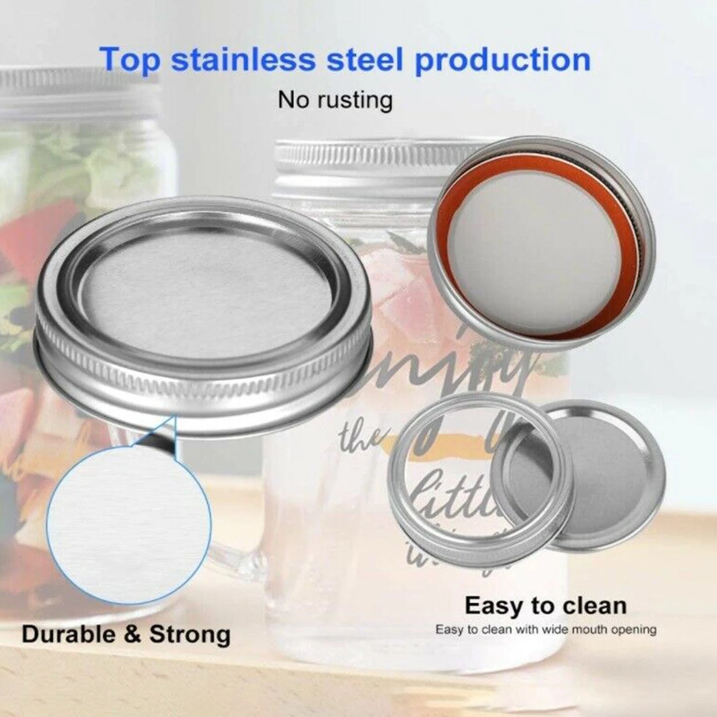 48PCS Canning Lids and Bands for Regular Mouth 70mm Jar Rings Split Type Leak Proof Metal Mason Jar Lids - NJPH Best Selling 