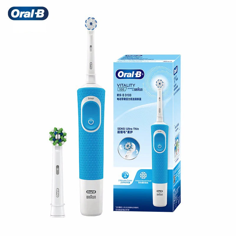 Oral B D100 Electric Toothbrush 2D Vitality Cleaning Teeth Brush Waterproof Electronic Teeth Brush Inductive Charger With Timer - NJPH Best Selling 