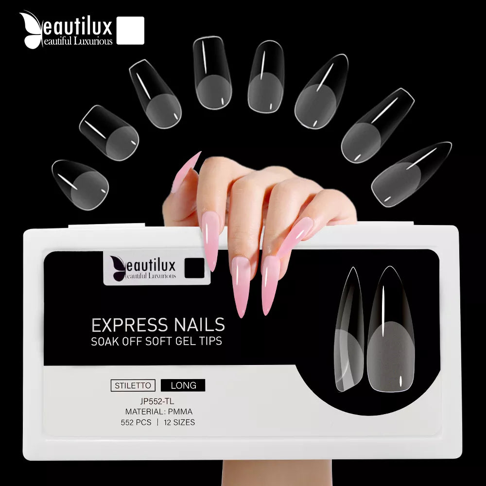 Beautilux Express Nails 552pcs/box Oval Stiletto Almond Square Coffin French False Fake Soak Off Gel Nail Tips American Capsule - NJPH Best Selling 