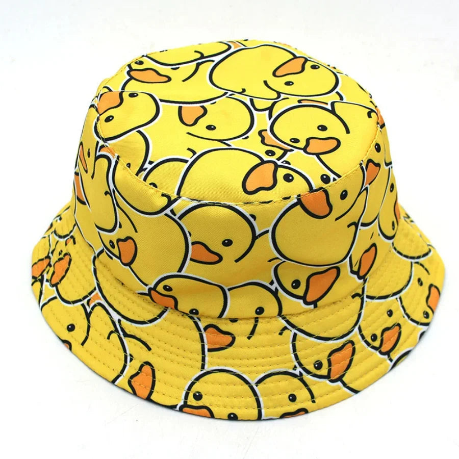 Summer Sun Hat Reversible Yellow Duck Bucket Hat for Men Women Cotton Bob Panama Girls Beach Travel Outdoor Fisherman Hat - NJPH Best Selling 