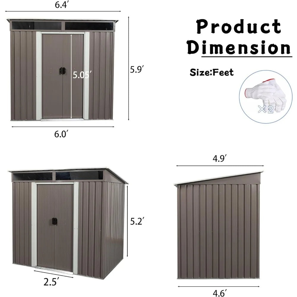 6x5 FT Outdoor Storage Shed with Sliding Door, Outside Tool Sheds Outside Storage Cabinet, Outdoor Storage Shed - NJPH Best Selling 