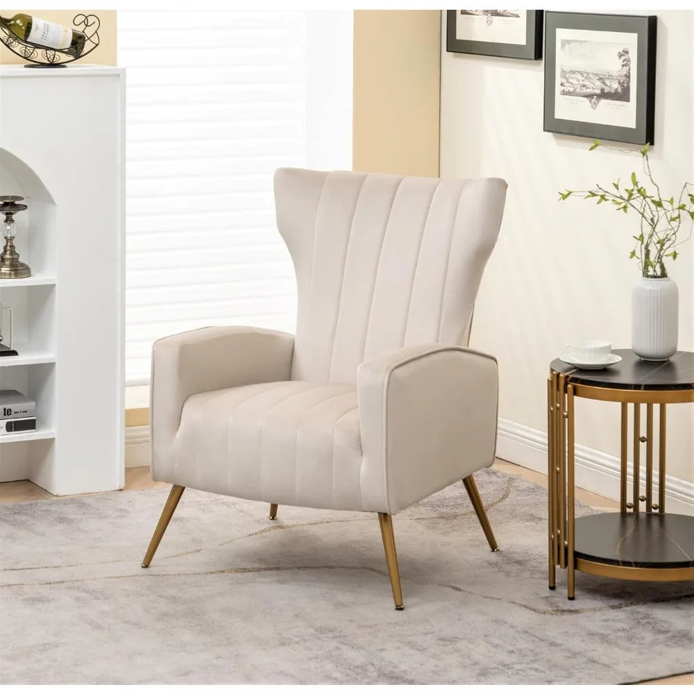 Modern Velvet Accent Chair for Living Room, Bedroom or Office with Stylish Metal Legs, Plush Upholstery and Wood Frame