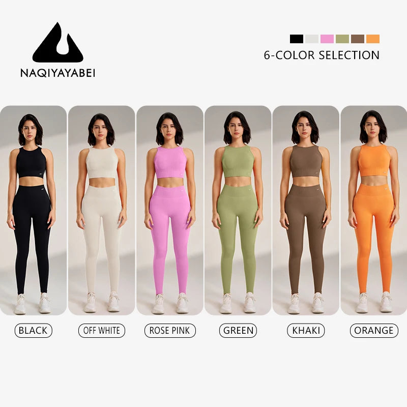 Yoga Clothing Set Women's High Waisted Leggings and Top Two Piece Seamless Fitness Exercise Clothing Fitness Workout Underwear - NJPH Best Selling 