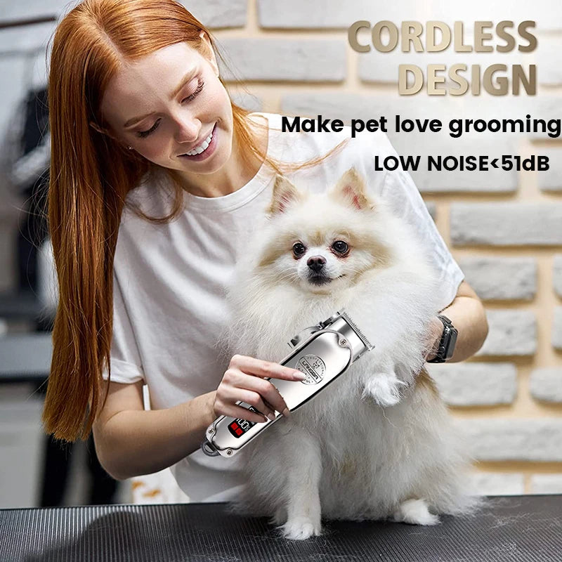 Professional Dog Hair Clipper All Metal Rechargeable Pet Trimmer Cat Shaver Cutting Machine Puppy Grooming Haircut Low Noice - NJPH Best Selling 