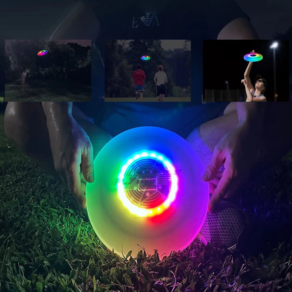 20 LED Swivel Flying Discs Ultimate Flying Professional Throwing Disc Lightweight for Outdoor Sports Beach Camping Game Gym 175g