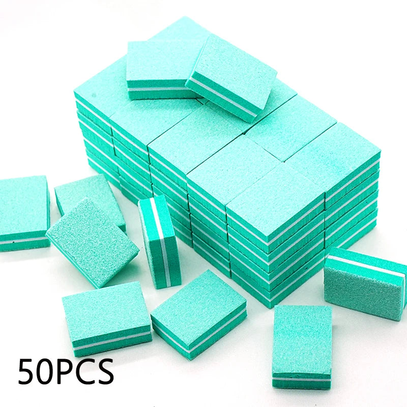 50Pc Professional Mini Nail Art buffer 100/180 Sandpaper Manicure Care File Sanding Polishing Nails File Grinding Equipment Tool - NJPH Best Selling 