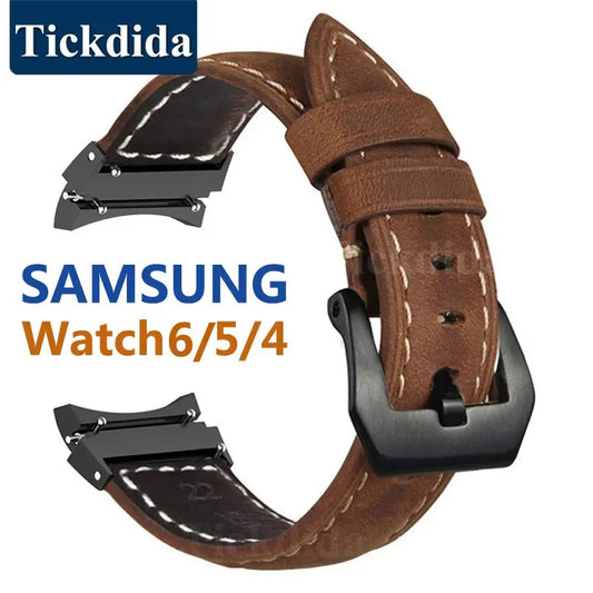 High Quality Genuine Leather Strap for Samsung Galaxy Watch 5 Pro Band Watch 6 44mm Strap for Galaxy Watch 4 Classic 46mm 47mm - NJPH Best Selling 