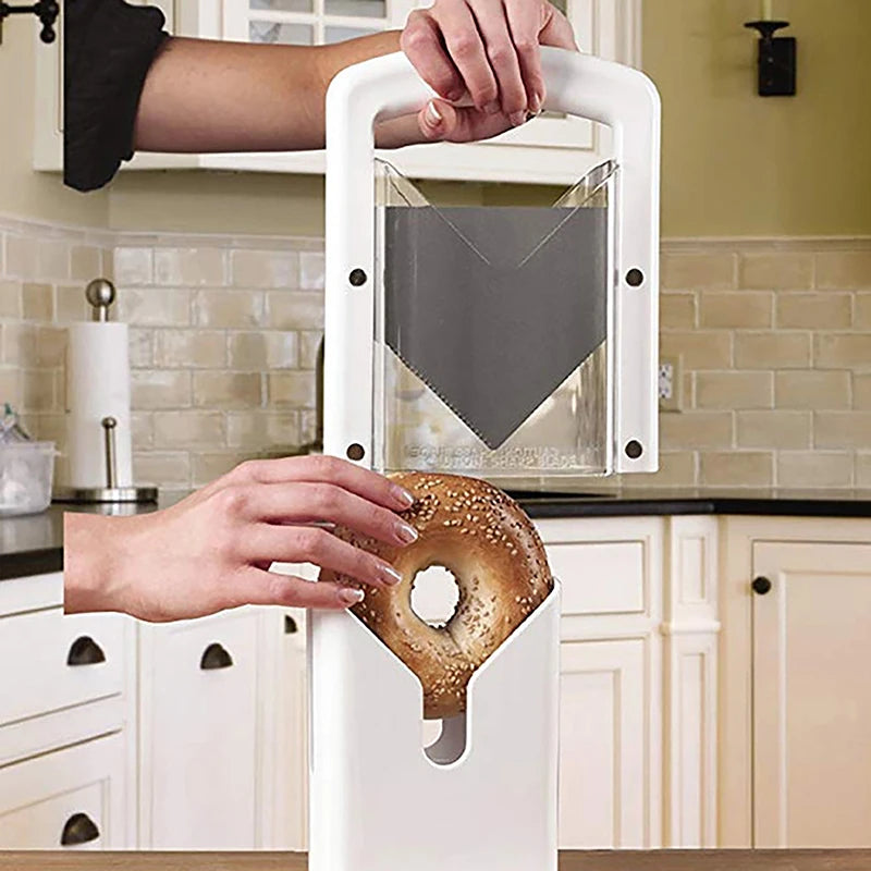 2024 New Original Bagel Guillotine Universal Slicer With Stainless Steel Blade Bread Cake Buns Toast Cutter Kitchen Accessories - NJPH Best Selling 