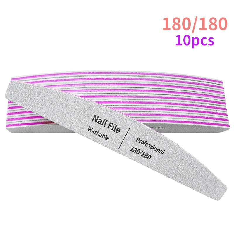 Nail File 100 to 180 Professional Tools Emery for Manicure Lime 240 Sandpaper Gel Polishing Files for Nails Buffers Set Polisher - NJPH Best Selling 