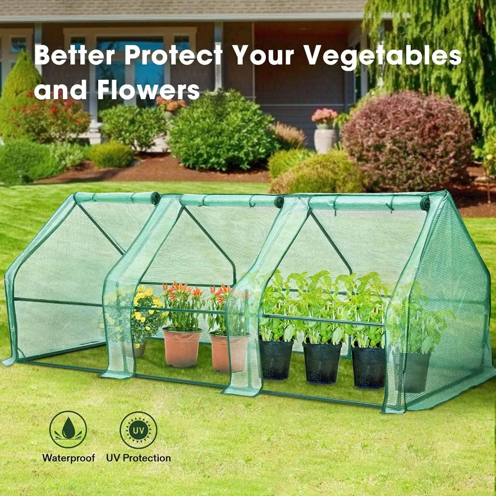 Greenhouse Garden Free Shipping PE Cover With Roll-up Zipper Door Portable Mini Greenhouse 94.5x36x36-Inch Tunnels Planting Home - NJPH Best Selling 