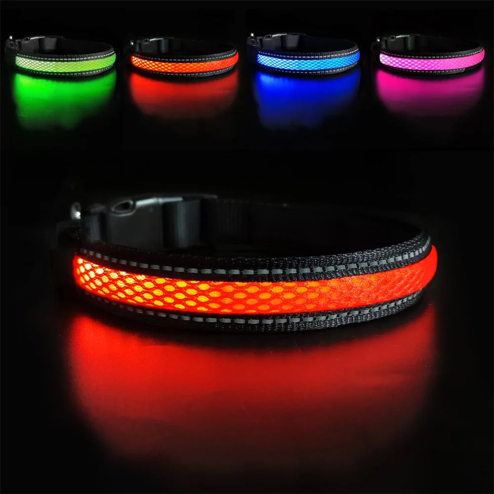 MASBRILL LED Dog Collar Luminous Pet Products Safety Stylish Flashing Glow Necklace Waterproof Reflective Pet Dog Accessories - NJPH Best Selling 