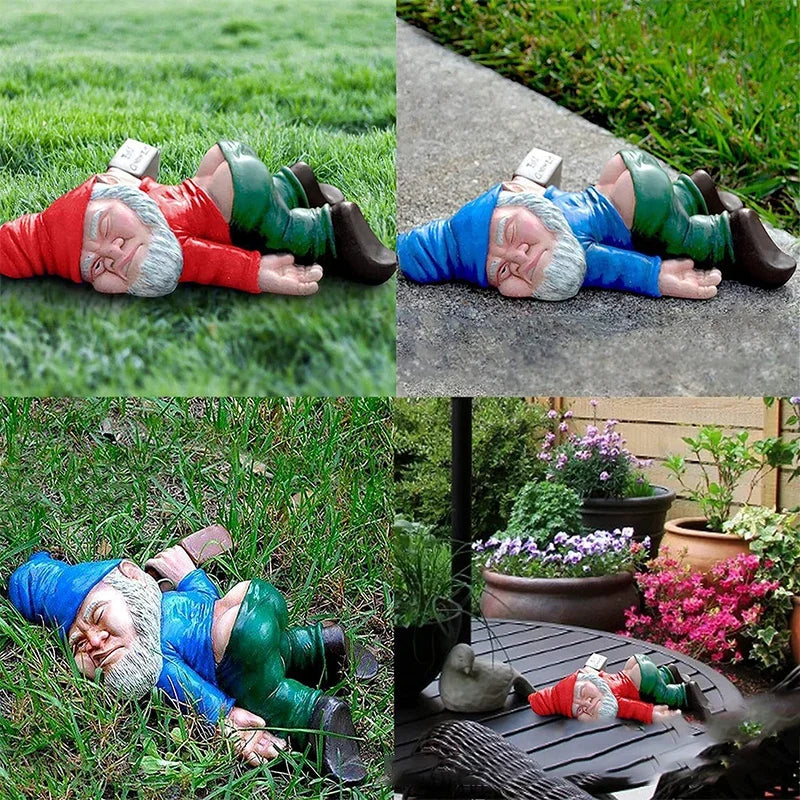 Creative Drunk Garden Gnome Patio Ornament Funny Rude Drunken Disorderly Statue Figurine Elves Pixie Bonsai Decoration - NJPH Best Selling 