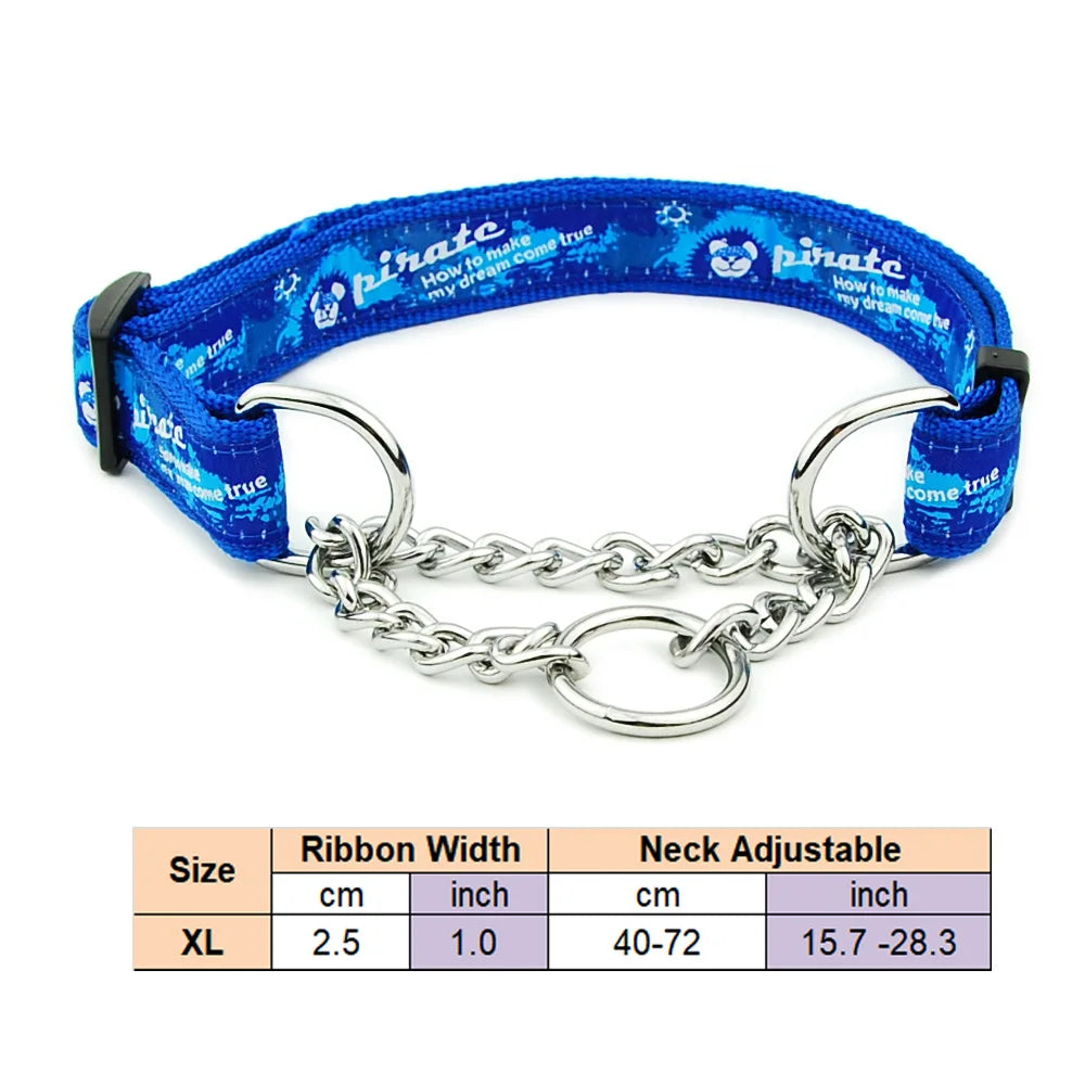 Adjustable Collar for Large Dogs Nylon Pet Dog Slip Pinch Collar Dog Training Accessories Dog Collar with Welded Link Chain - NJPH Best Selling 