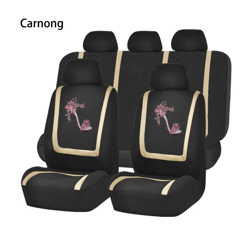 Carnong Car Seat Covers Full Set Universal Comfortable Soft Full Women Cute Dancing Shoes Paint Pink Auto Interior Accessories - NJPH Best Selling 