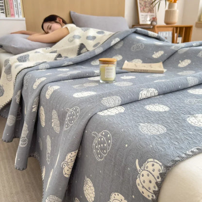 New cotton three-layer yarn towel quilt pure cotton office lunch break blanket sofa cover blanket shawl blanket