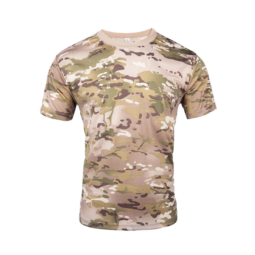 Camouflage Tactical Shirt Short Sleeve Men's Breathable Quick Dry Combat T-Shirt Outdoor T Shirt Camo Hiking Hunting Shirts - NJPH Best Selling 