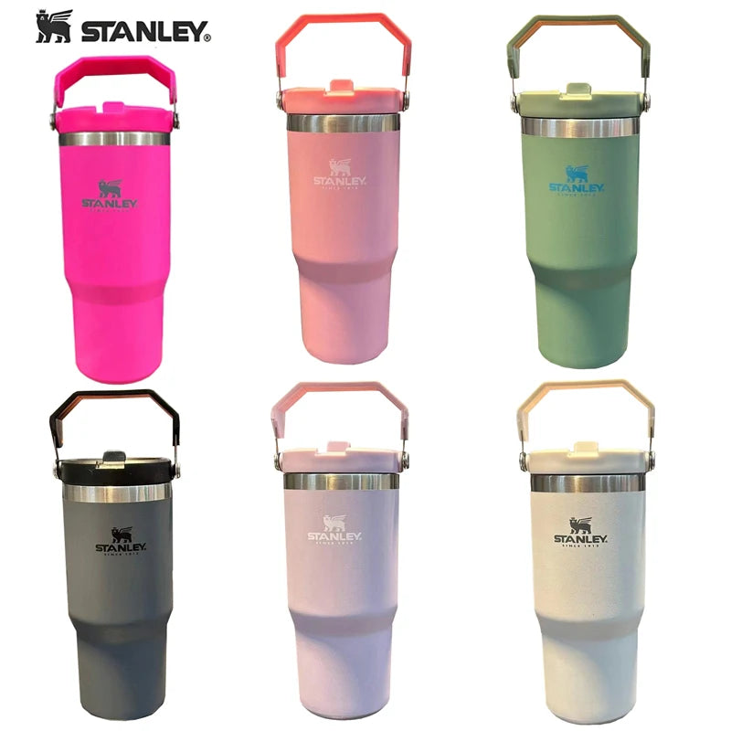 Stanley 30oz/887ml Tumbler With Handle Leopard Tumbler With Straw Lids Stainless Steel Coffee Termos Cup Car Mugs Vacuum Cup - NJPH Best Selling 