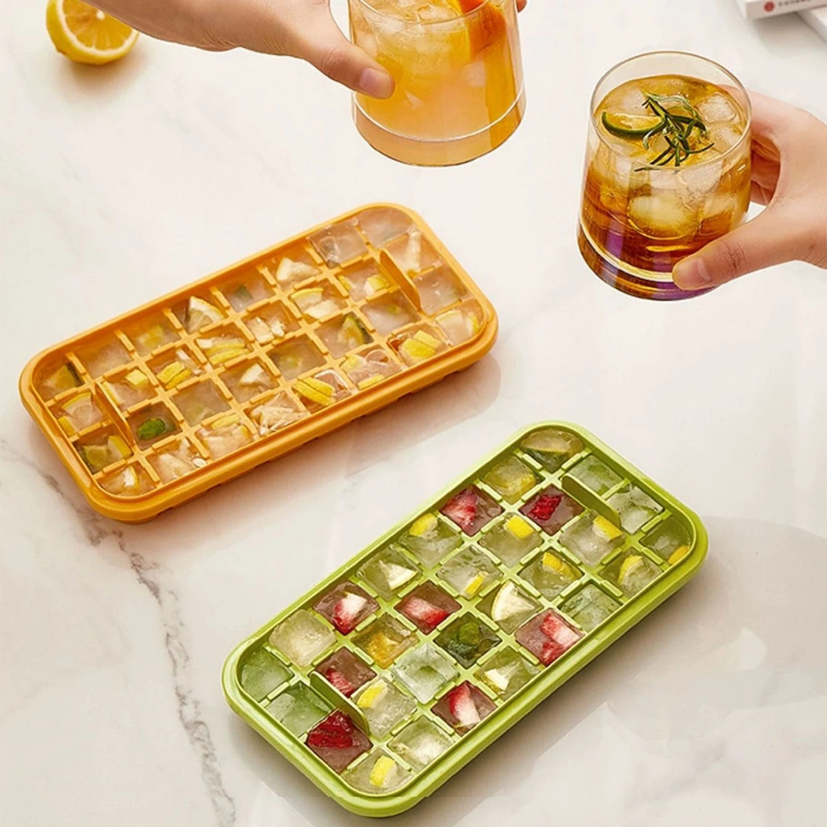 WORTHBUY Square Silicone Ice Mold Box Press Type Ice Tray Mold With Storage Box Whiskey Beer Quick-freeze Kitchen Gadgets - NJPH Best Selling 