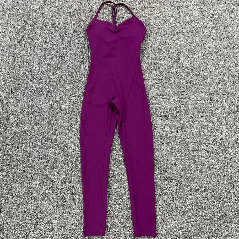 Women Athleisure Fitness Bodysuit 2023 Backless One Piece Yoga Jumpsuit Sports Gym Workout Clothes for Women Tights Active Wear - NJPH Best Selling 