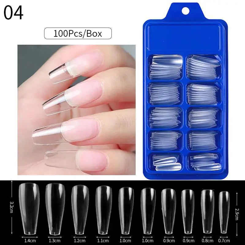 Nail Art Press on False Nails Fake Nails Coffin Gel Nails Extension System Full Cover Short Nail Soft Gel Tips Accessories Tool - NJPH Best Selling 