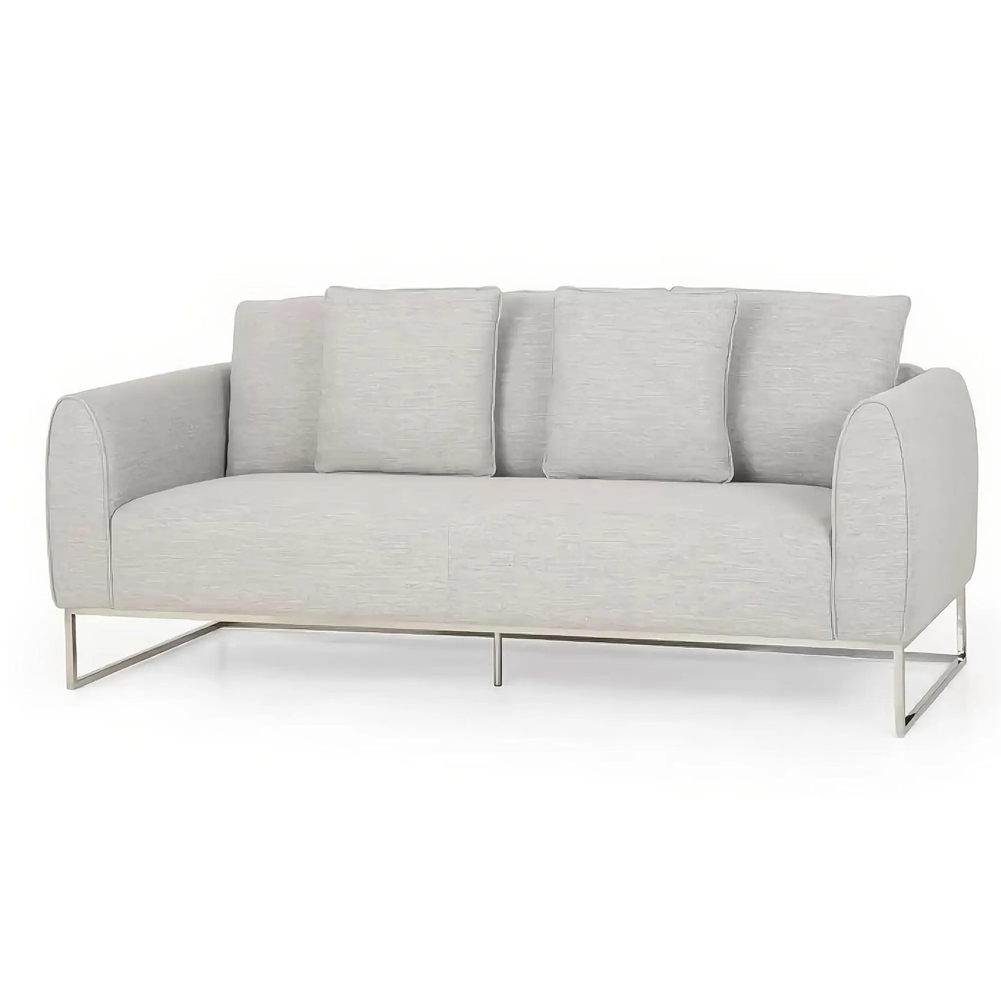 Comfortable and Stylish 82.75" Gray Fabric 2-Seater Sofa with Silver Legs and Soft Upholstery, Extra Deep Seats