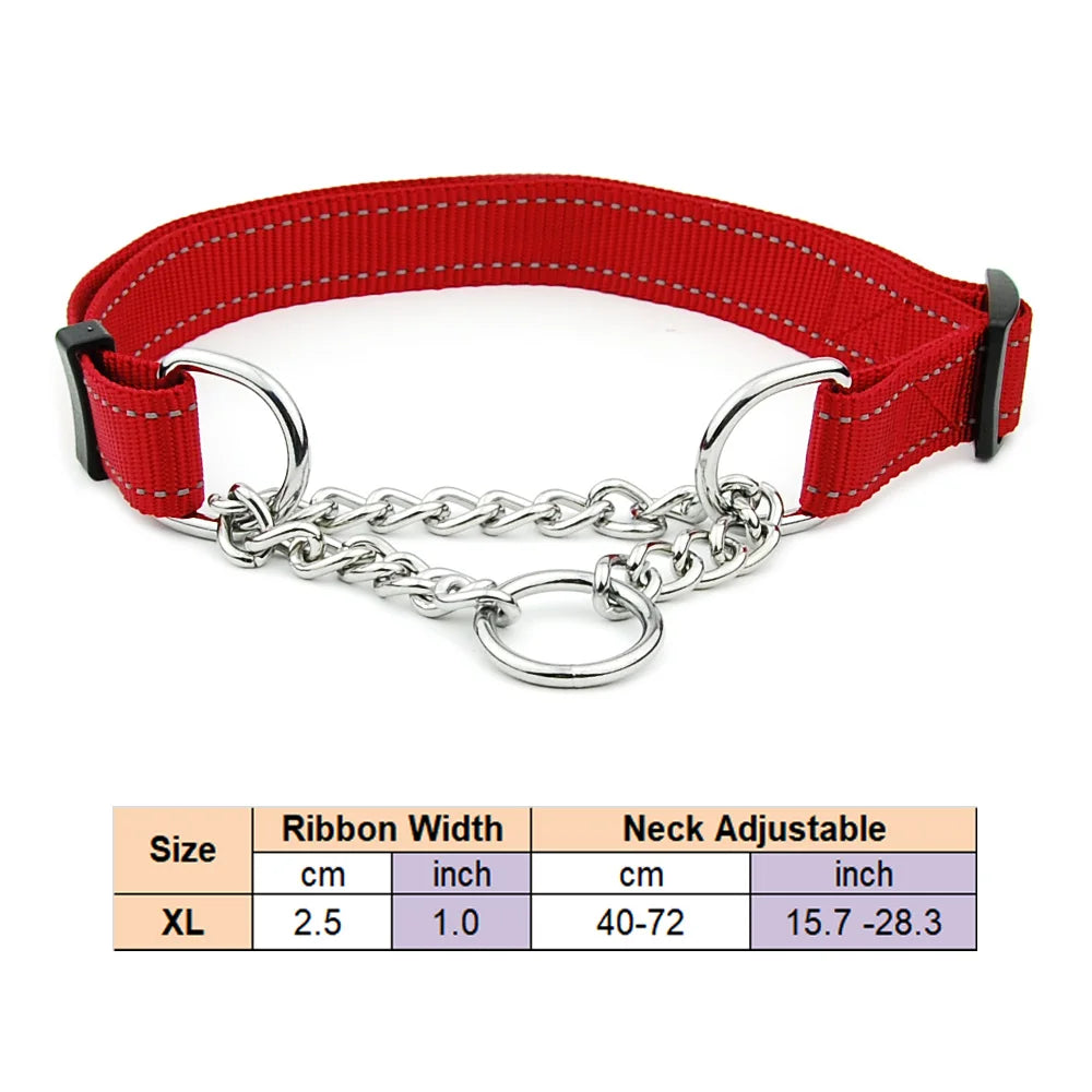 Adjustable Collar for Large Dogs Nylon Pet Dog Slip Pinch Collar Dog Training Accessories Dog Collar with Welded Link Chain - NJPH Best Selling 