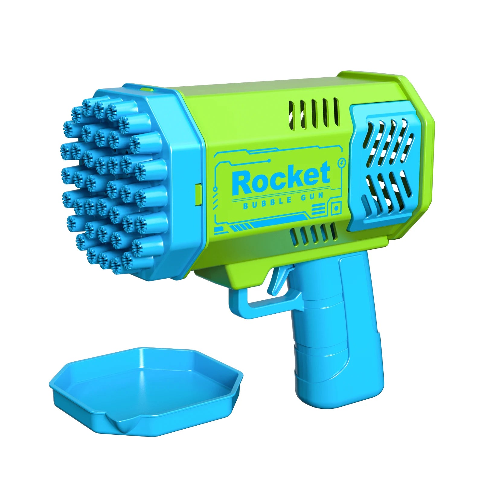 One Pack Of Children's 40 Holes Rocket Launcher Handheld Portable Electric Automatic Bubble Gun LED Light For Boys And Girls - NJPH Best Selling 