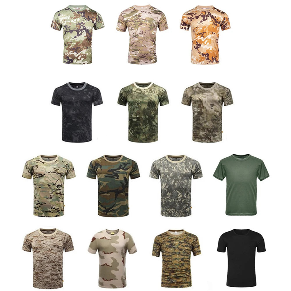 Camouflage Tactical Shirt Short Sleeve Men's Breathable Quick Dry Combat T-Shirt Outdoor T Shirt Camo Hiking Hunting Shirts - NJPH Best Selling 